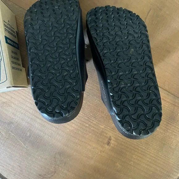 Birkenstock Black Sandals with Adjustable Straps and Contoured Footbed - Picture 3 of 4